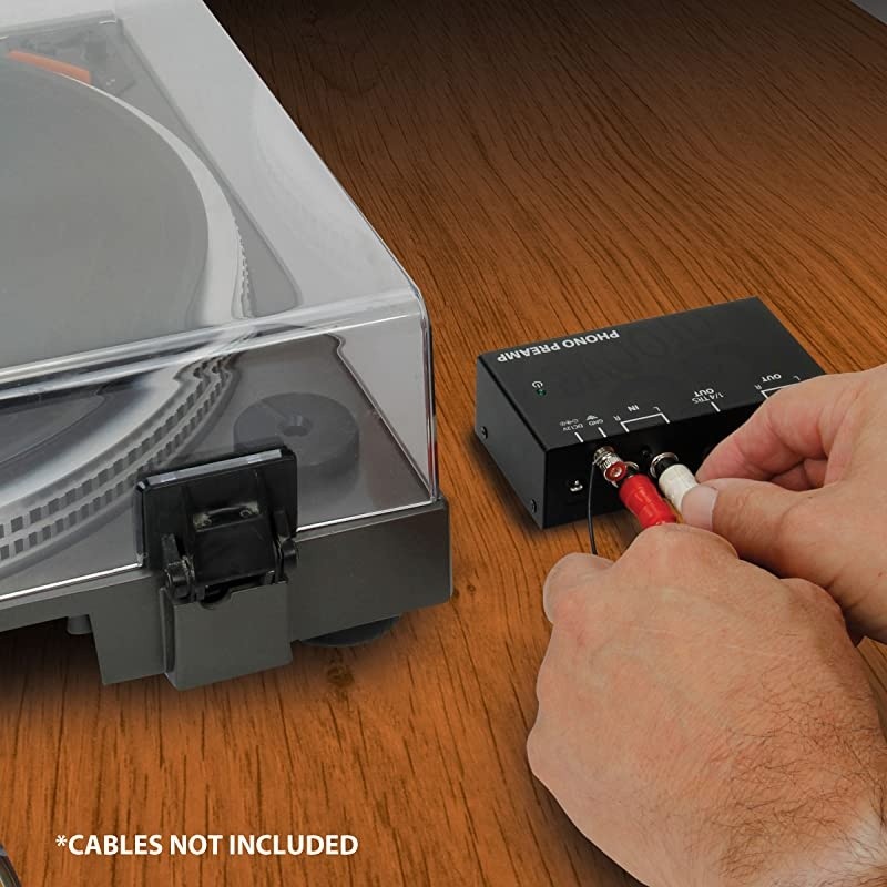 Mini Phono Turntable Preamp Preamplifier with 12 Volt AC Adapter, RCA Input for Vinyl Record Player - Compatible with Audio Technica, Crosley, Jensen, Pioneer, 1byone and More Turntables