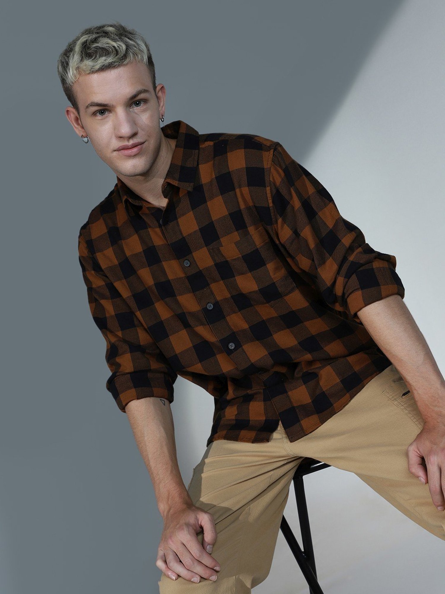 Hubberholme Multicolored Cotton Loose Fit Checks Shirt