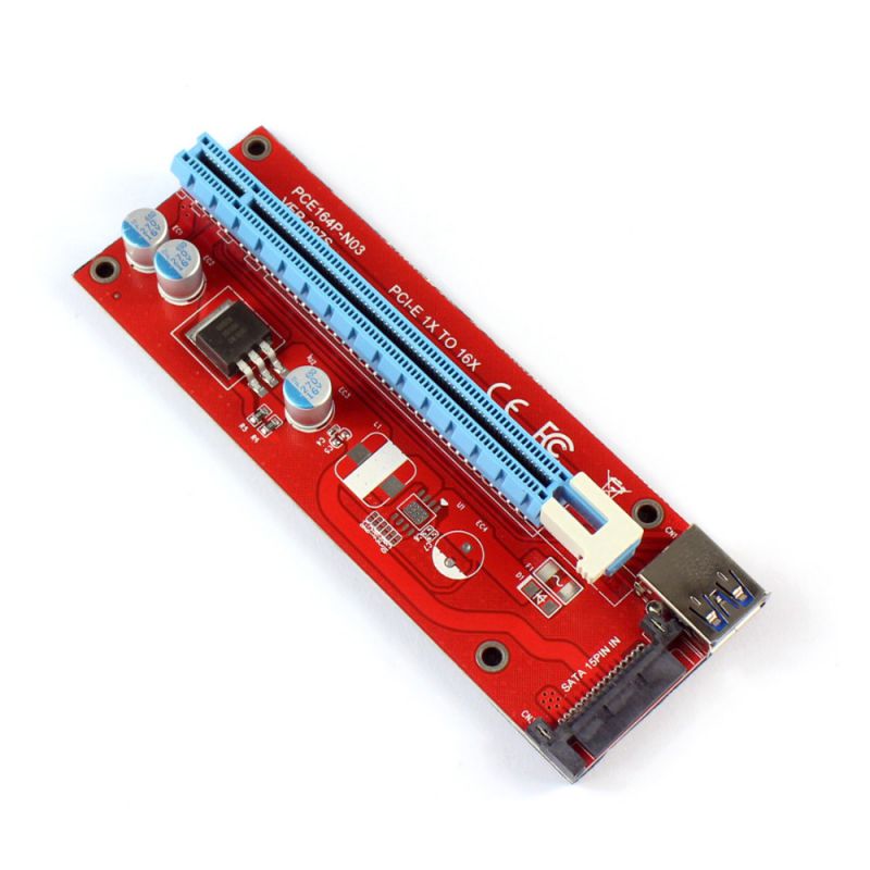 PCIE 1X to 16X Graphics Extension Cord SATA Power Supply Adapter Card for ETH Bitcoin Mining Device