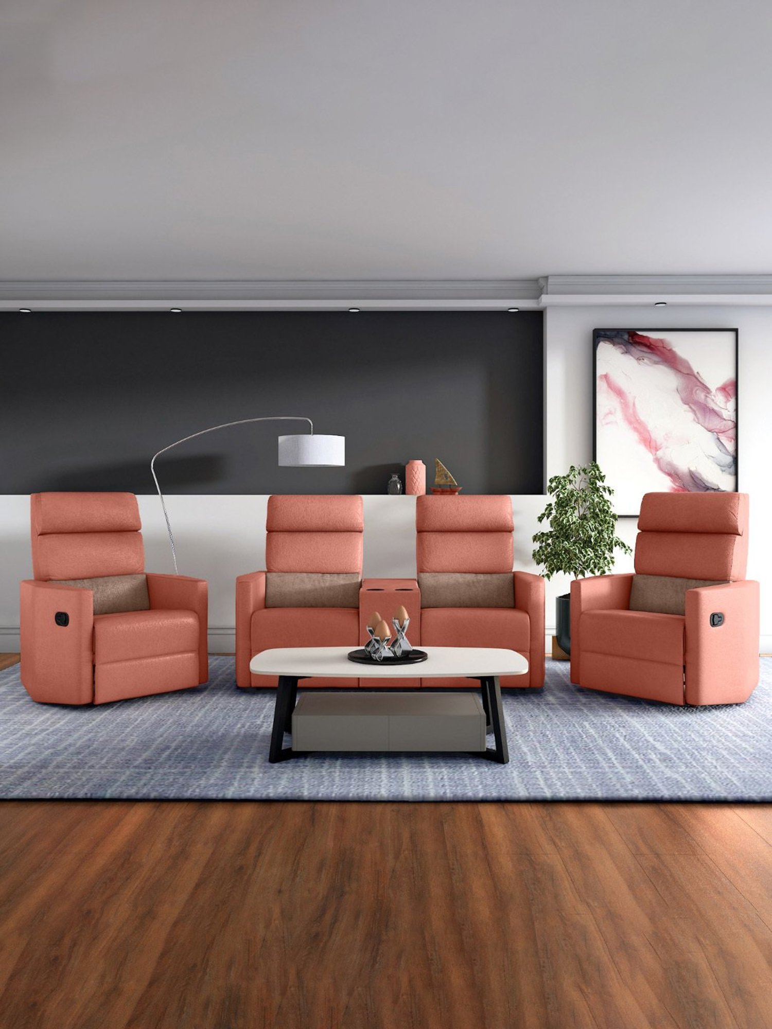 Durian Berry Black Premium Leatherette 2 Seater Sofa