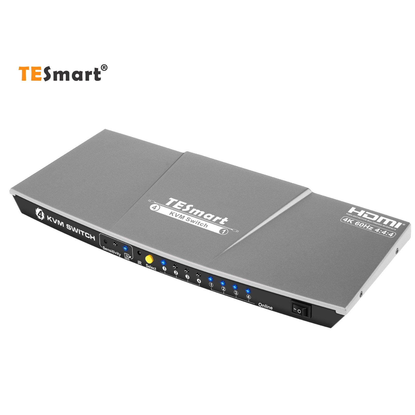 TESmart HDMI KVM Switch 4 ports 4 in 1 out  , support 4k 3840*2160@60Hz 4:4:4  Support HDR 10 and Dolby Vision ,Complaint with HDCP 2.2, With USB2.0 and audio output ports