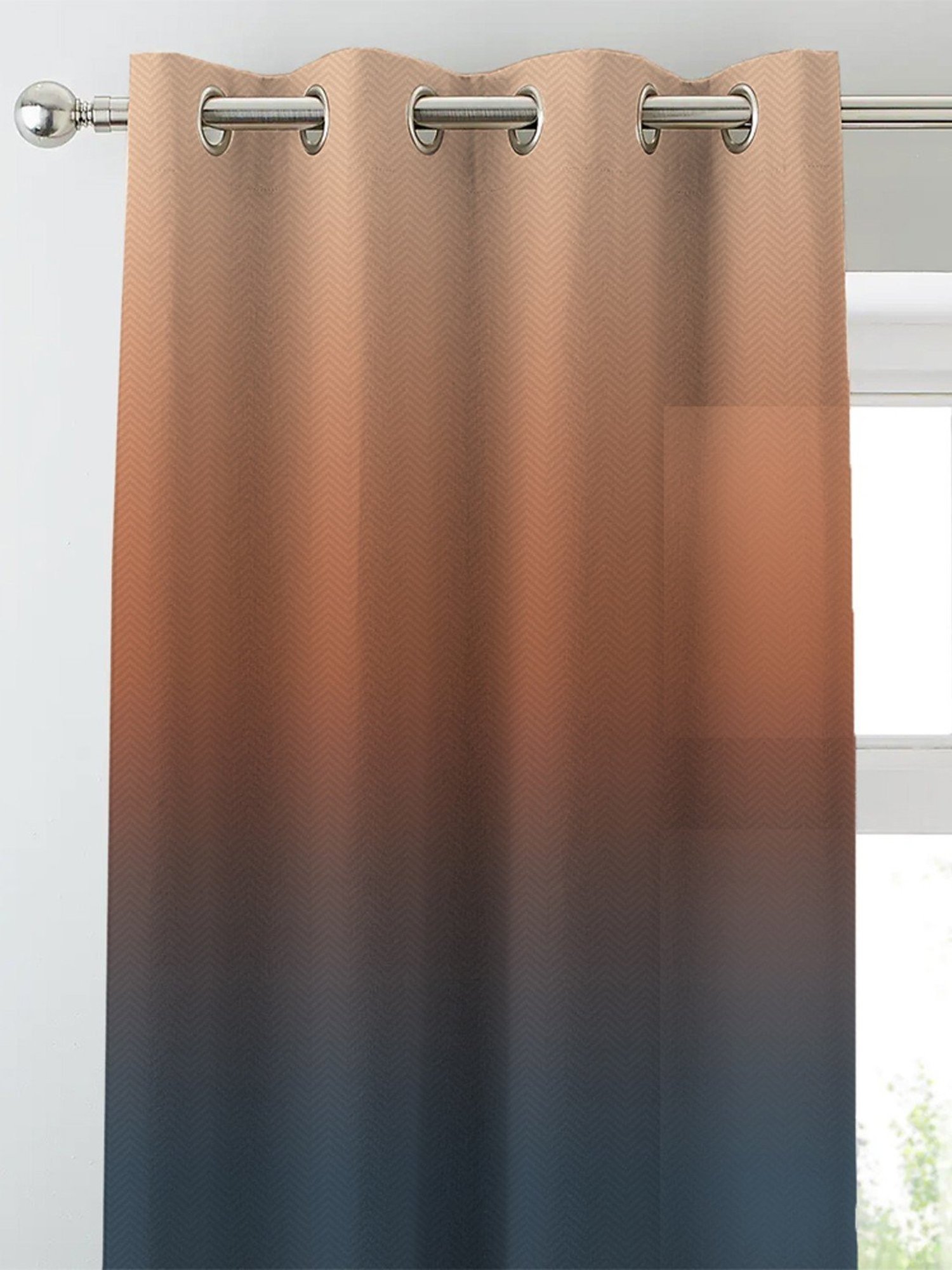SPACES DRAPE STORY Boho Dusty Rose & Indigo Polyester 5 ft Window Curtains - Set of 2