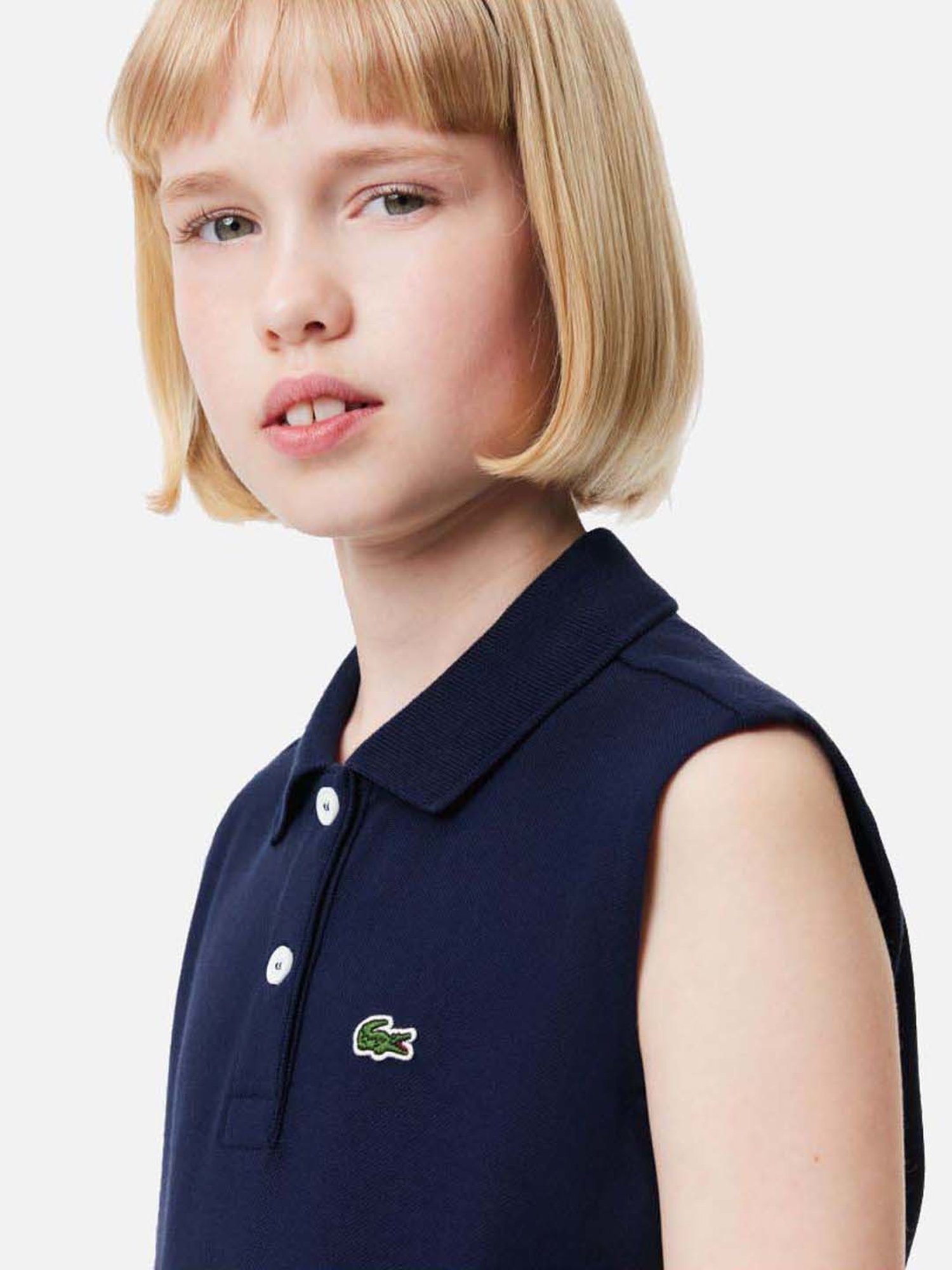 Lacoste Girls Navy Cotton Solid Polos & T-shirts
