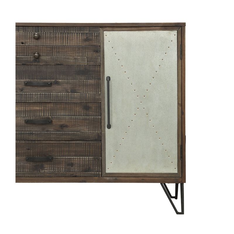 Isabelle 2 Door 5 Drawer Credenza Brown - Treasure Trove Accents