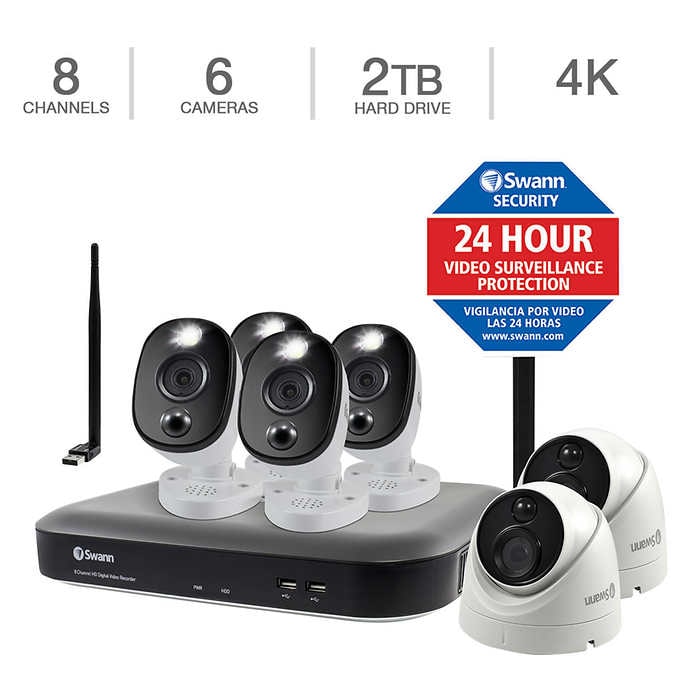 Swann 4K DVR Security Kit with 8-channel DVR, 4 Sensor Warning Light Cams and 2 Dome Cams
CODV8-55802D4WLWF-US
