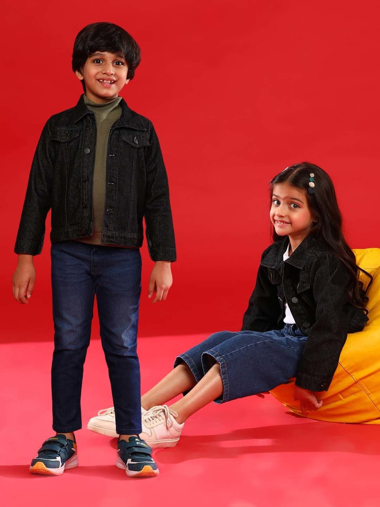 Tales & Stories Kids Black Cotton Regular Fit Full Sleeves Jacket