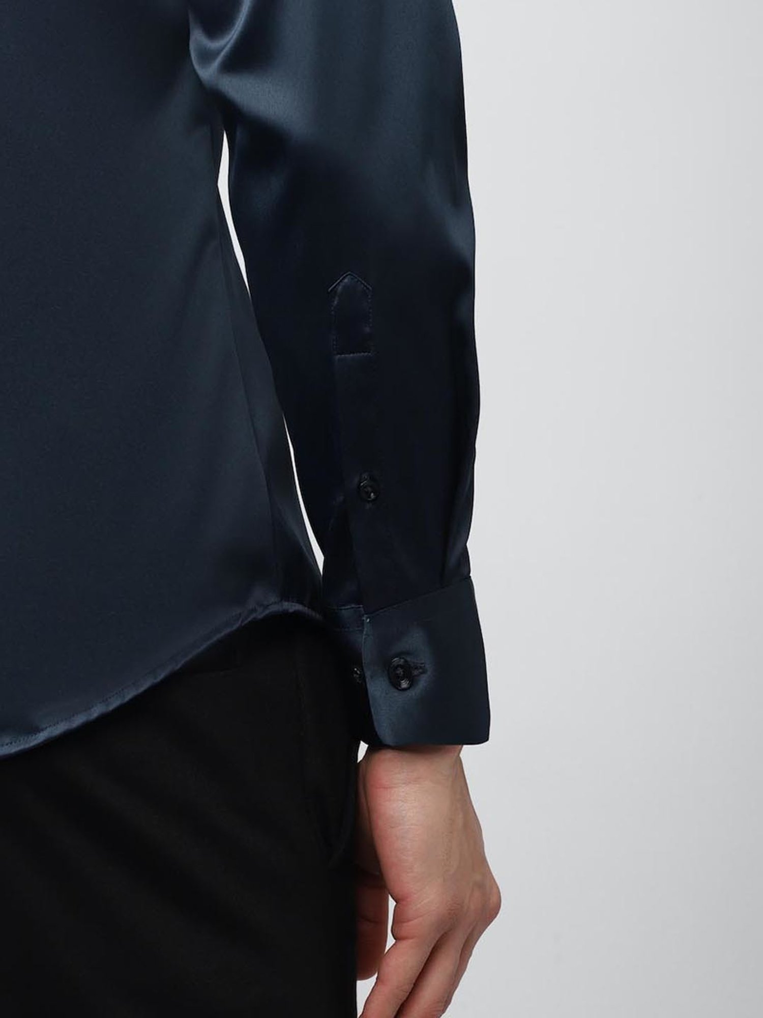 V Dot Navy Slim Fit Shirt