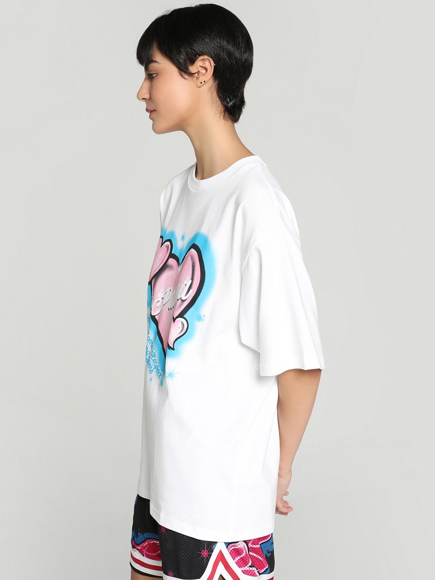Puma White Cotton Printed T-Shirt
