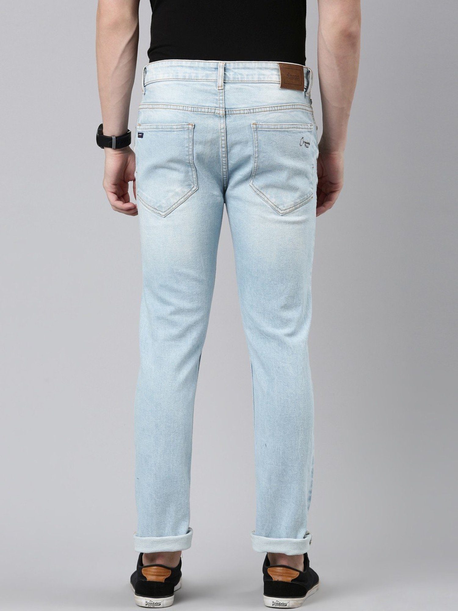 CINOCCI Light Blue Cotton Slim Fit Jeans