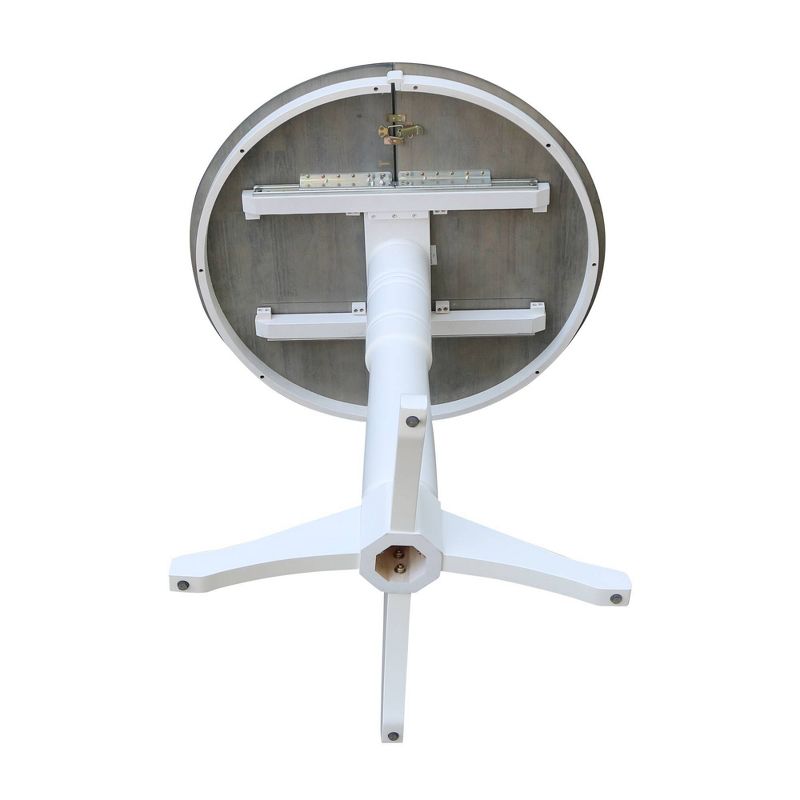 36" Bar Height Morse Round Top Pedestal Drop Leaf Dining Table White/Heather Gray - International Concepts