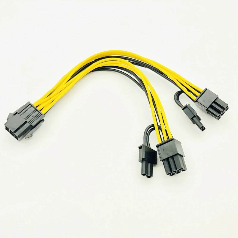 5PCS PCI-E 6-pin to Dual 6+2-pin (6-pin/8-pin) Power Splitter Cable Graphics Card PCIE PCI Express 6Pin to Dual 8Pin Power Cable