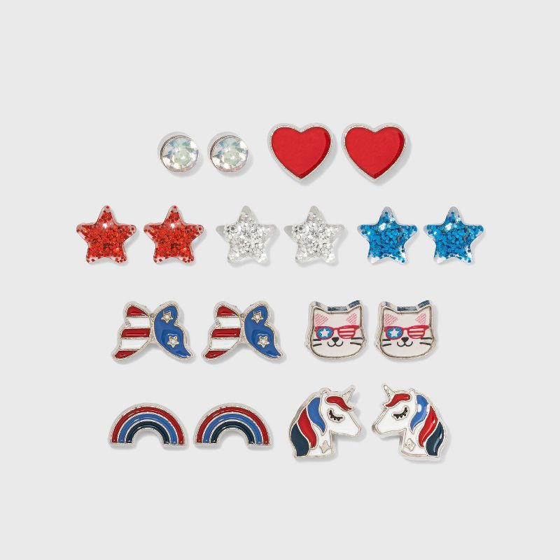 Girls' 9pk Americana Earring Set - Cat & Jack™