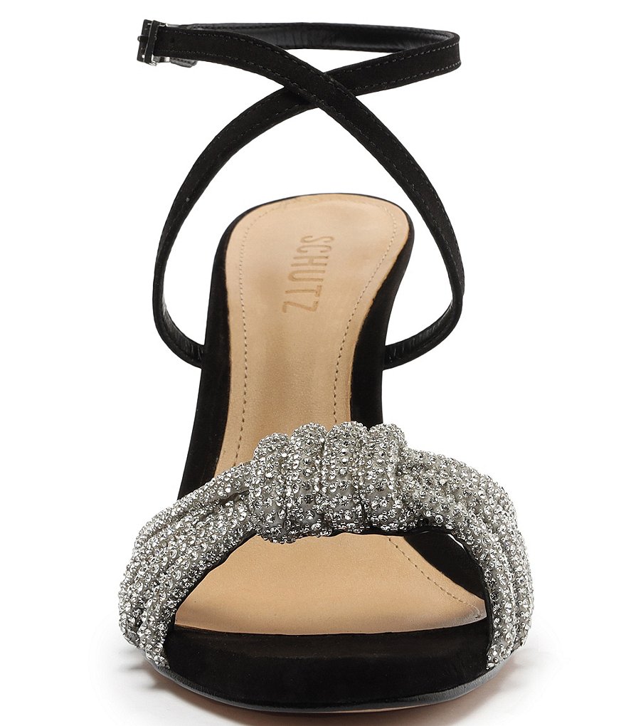 Schutz Knory Jewel Embellished Knotted Suede Dress Sandals