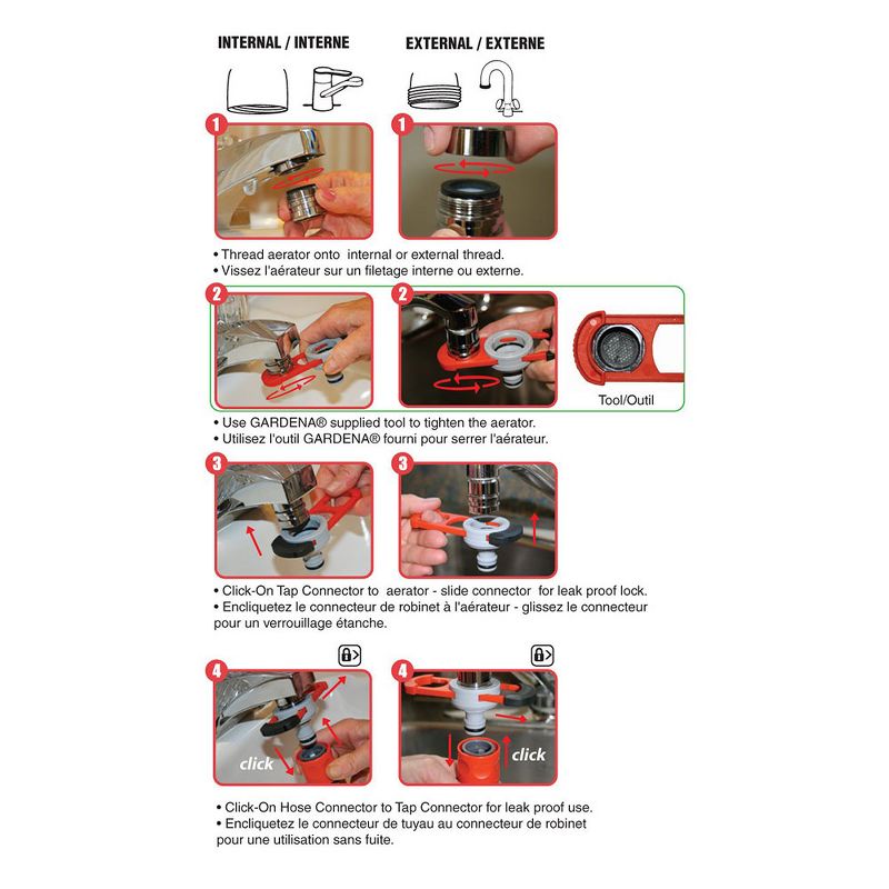 Gardena 36939-G Hose Connector Set for for Kitchen, Laundry, or Bathroom Taps
