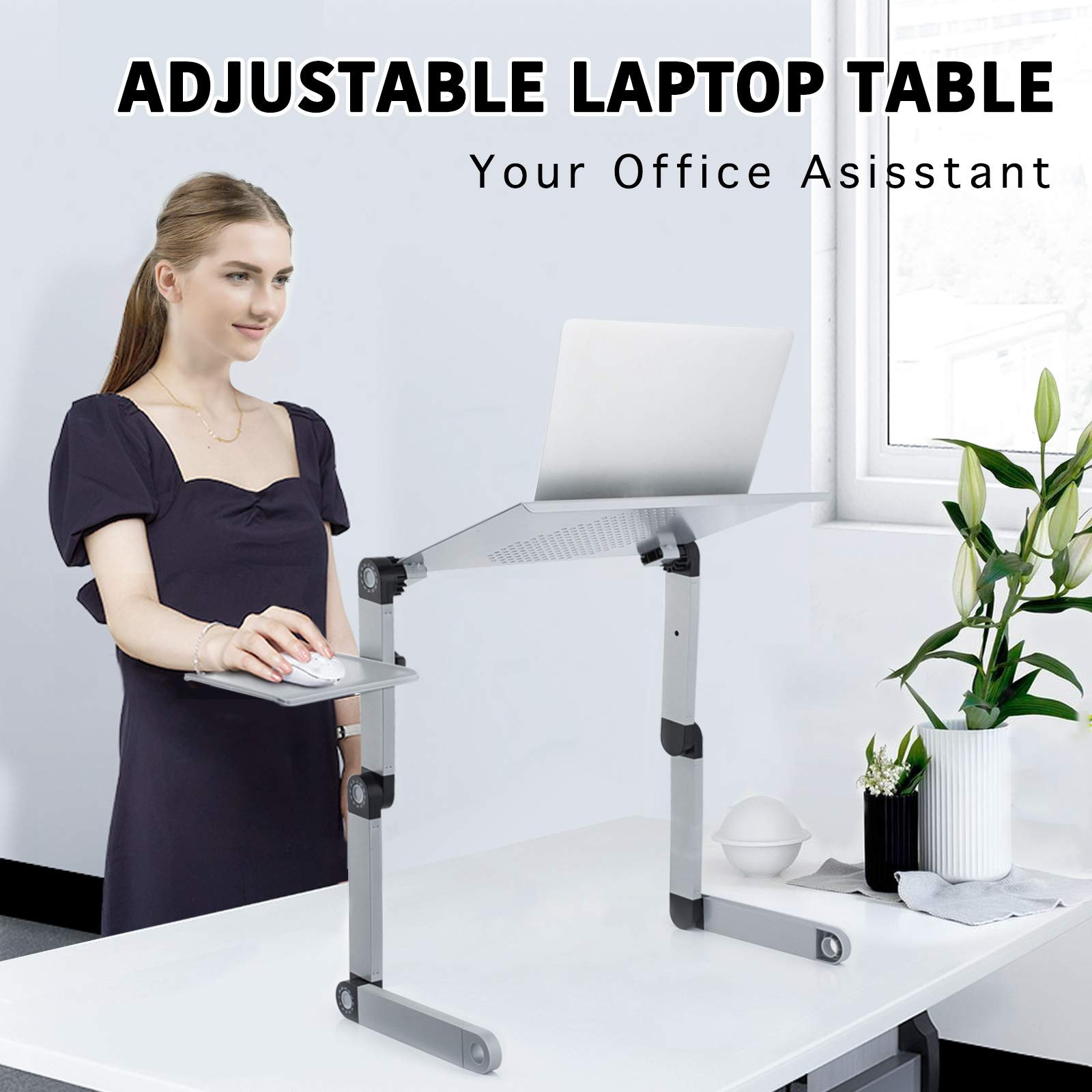 Laptop Stands Adjustable&nbsp;Lap Desks Portable Laptop Bed Table with Cooling Fans & Mouse Pad for Couch, Bed, Sofa