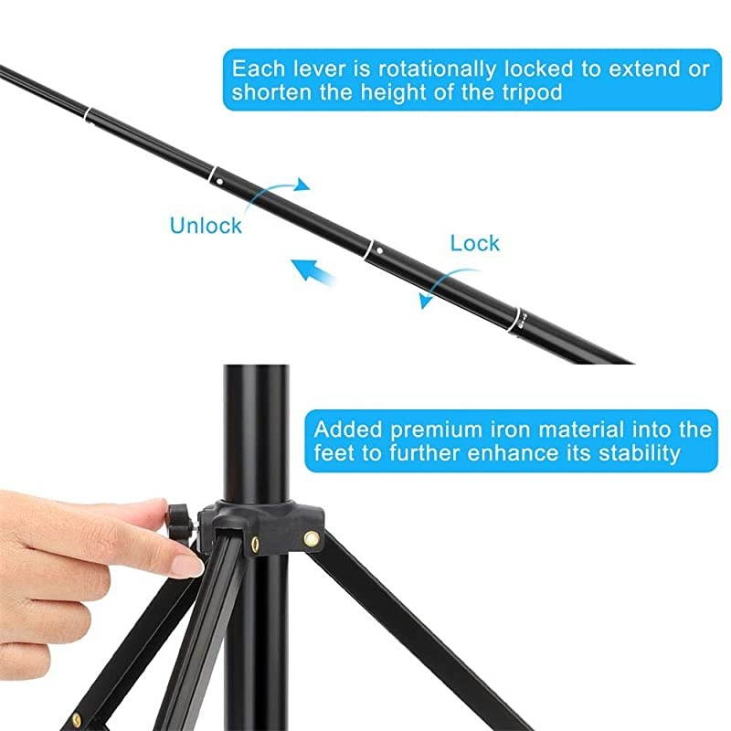 Stick Tripod,54" Extendable Tripod Stand with Cell Phone Mount Holder & Rechargeable Wireless Remote,Lightweight, Compatible with iPhone & Android Phone,Camera,Gopro