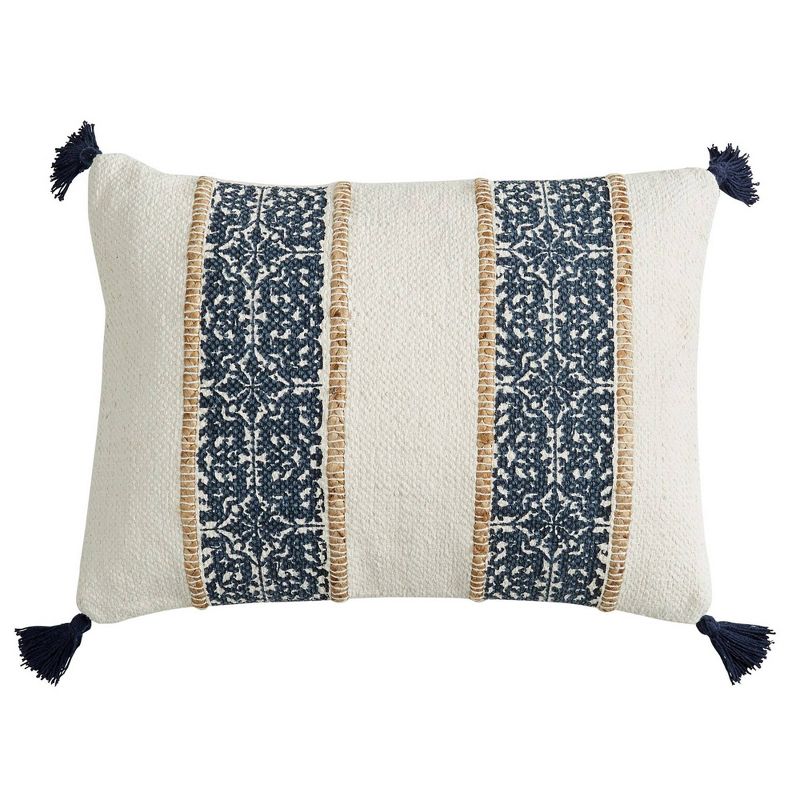 16"x22" Striped Printed Rectangle Throw Pillow Blue - Patina Vie