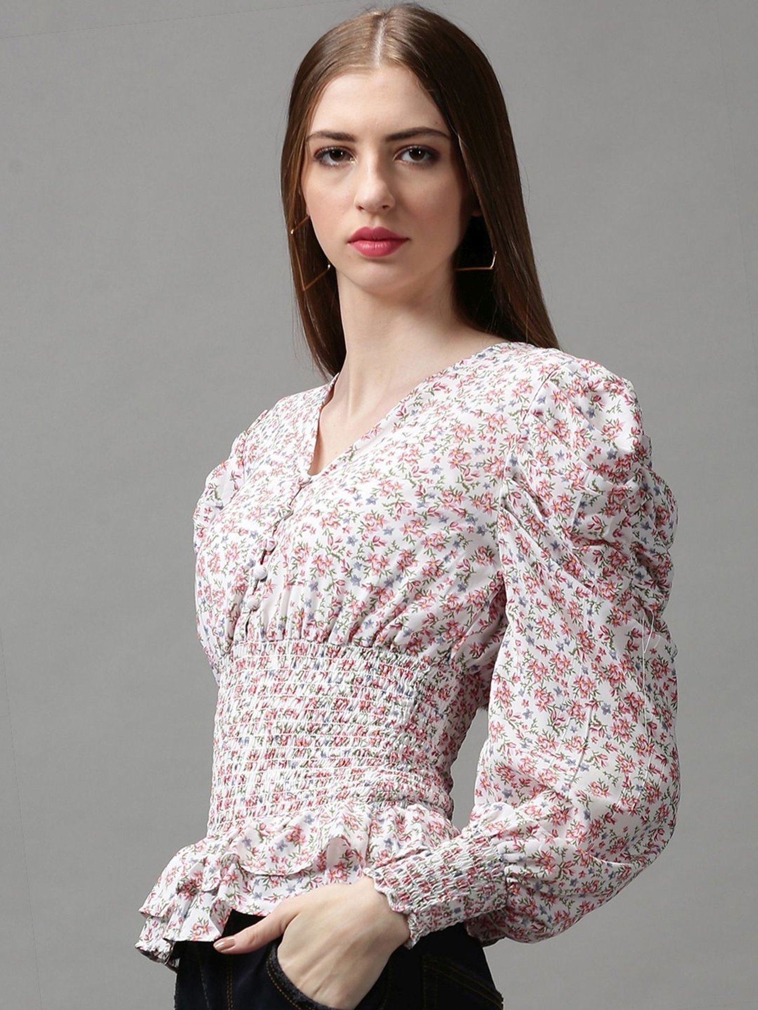 SHOWOFF White Printed Top