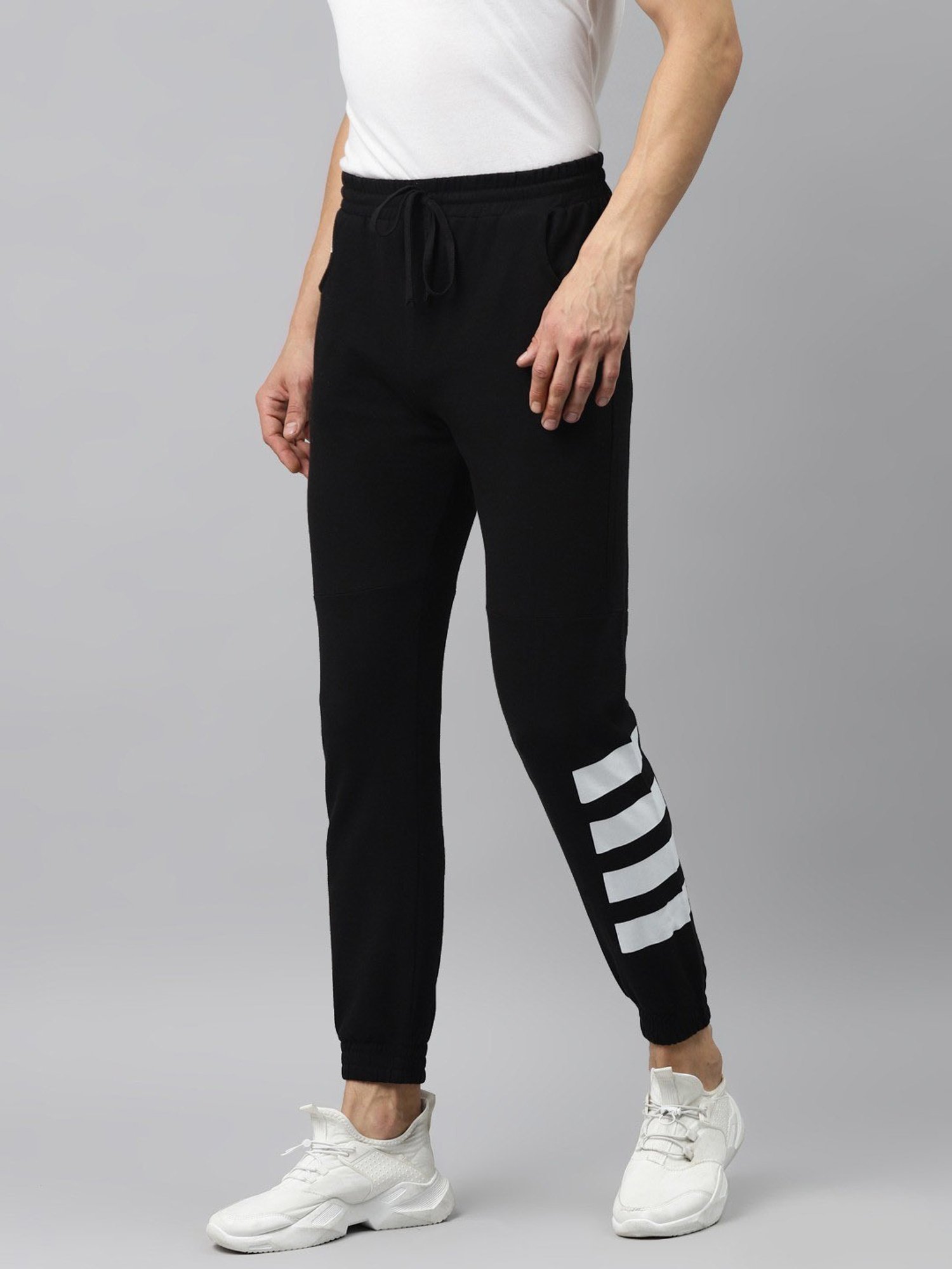 Hubberholme Black Regular Fit Striped Joggers