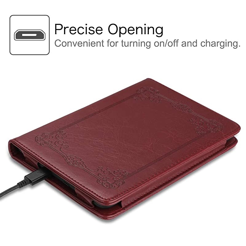 Folio Case for Kindle Paperwhite Fits AllNew 10th Generation 2018 All Paperwhite Generations Book Style Vegan Leather Shockproof Cover with Auto SleepWake Vintage Maroon