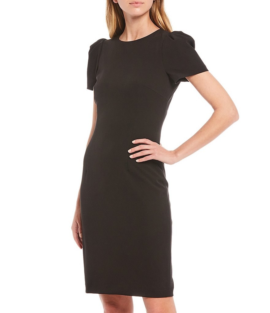 Calvin Klein Sleeveless Round Neck Button Front Sheath Dress