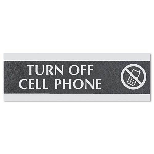 Headline Sign Century Series Office Sign TURN OFF CELL PHONE 9 x 3 4759