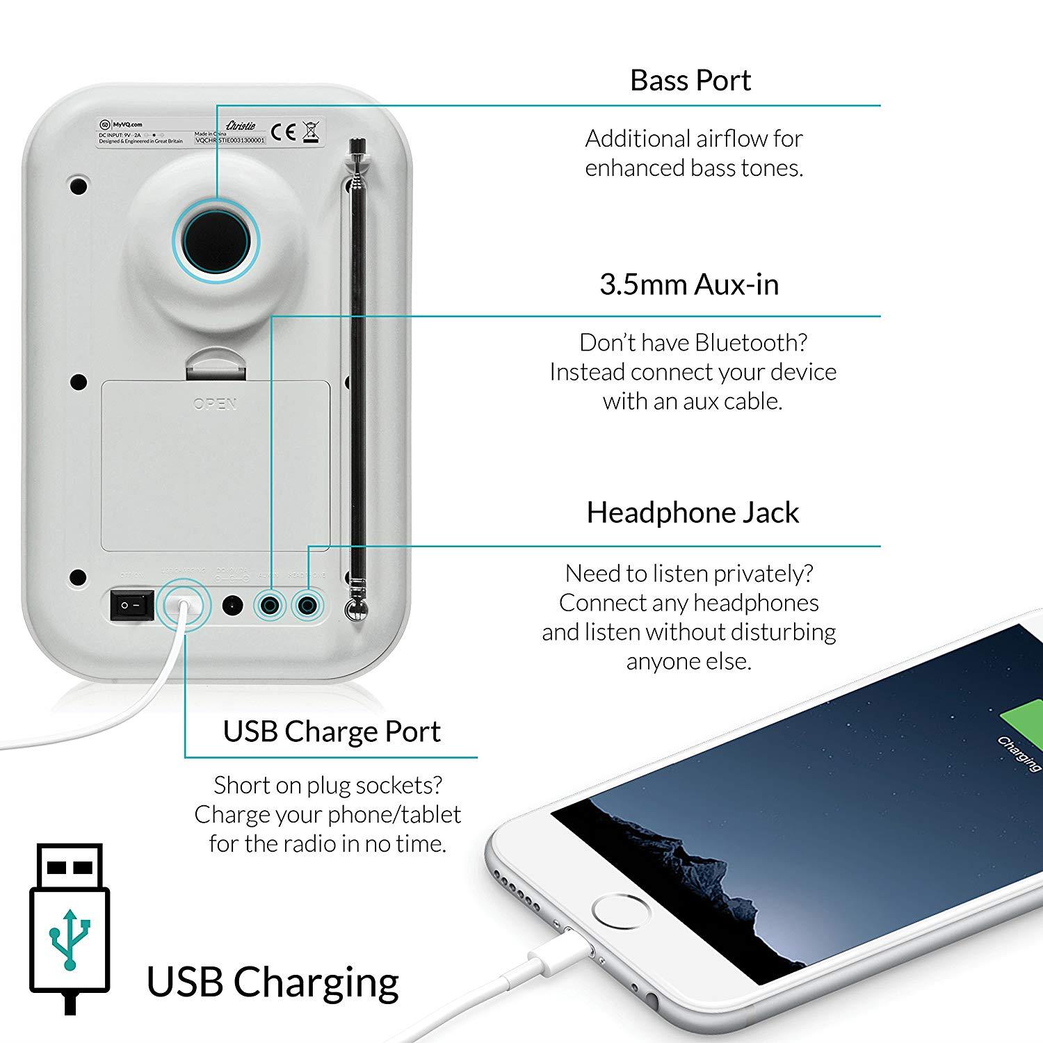 VQ Christie HD Digital Radio with FM, Bluetooth/NFC, Alarm Clock, Rotating Display & Enamel Fascia &ndash; Deep Purple