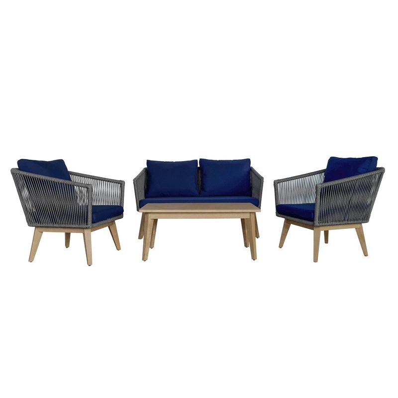 Outdoor 4pc Conversation Set with Cushions - Navy - TK Classics
