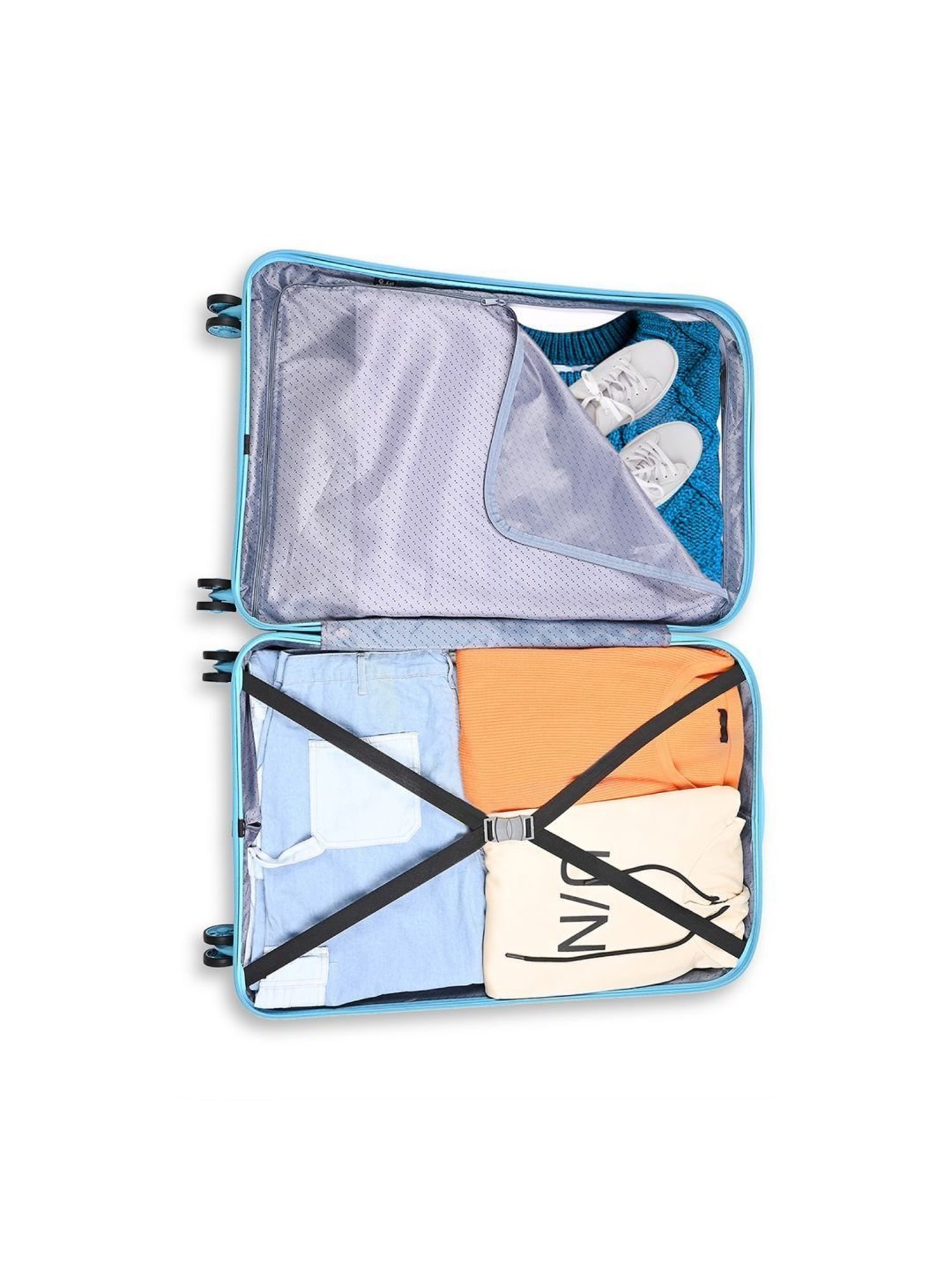 Skybags Globerunner Blue Atoll Printed Hard Large Trolley Bag - 34 cm