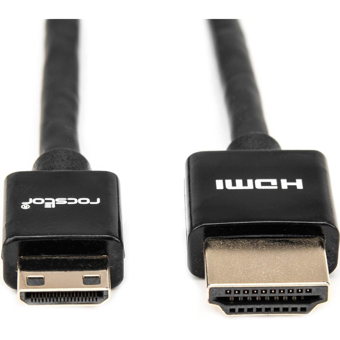 Rocstor 6ft Slim High-Speed HDMI Cable with Ethernet - HDMI to HDMI Mini M/M