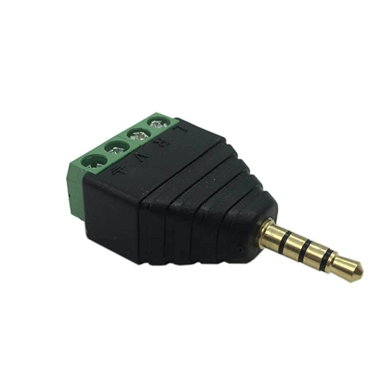 3.5mm 4 Pole Stereo TRRS Audio Video Male to 4 Screw Terminal Female Headphone Replacement Solderless Balum Converter Adapter (2-Pack)