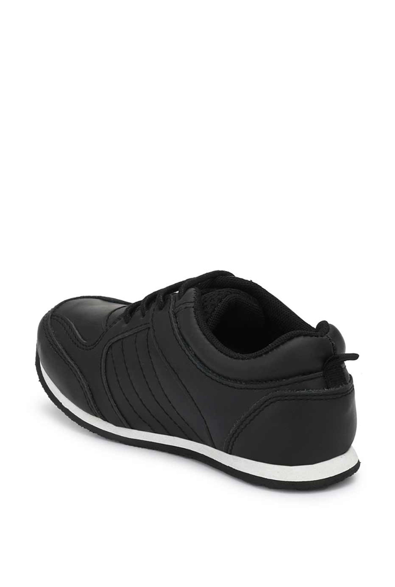 Tuskey Kids Black Leather Sneakers