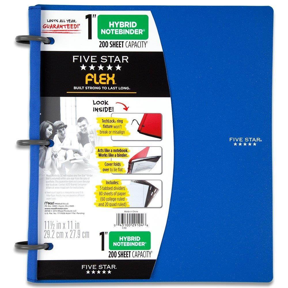 Five Star Flex Hybrid NoteBinder, 1 Inch, Color Will Vary (29104) Pack of 2