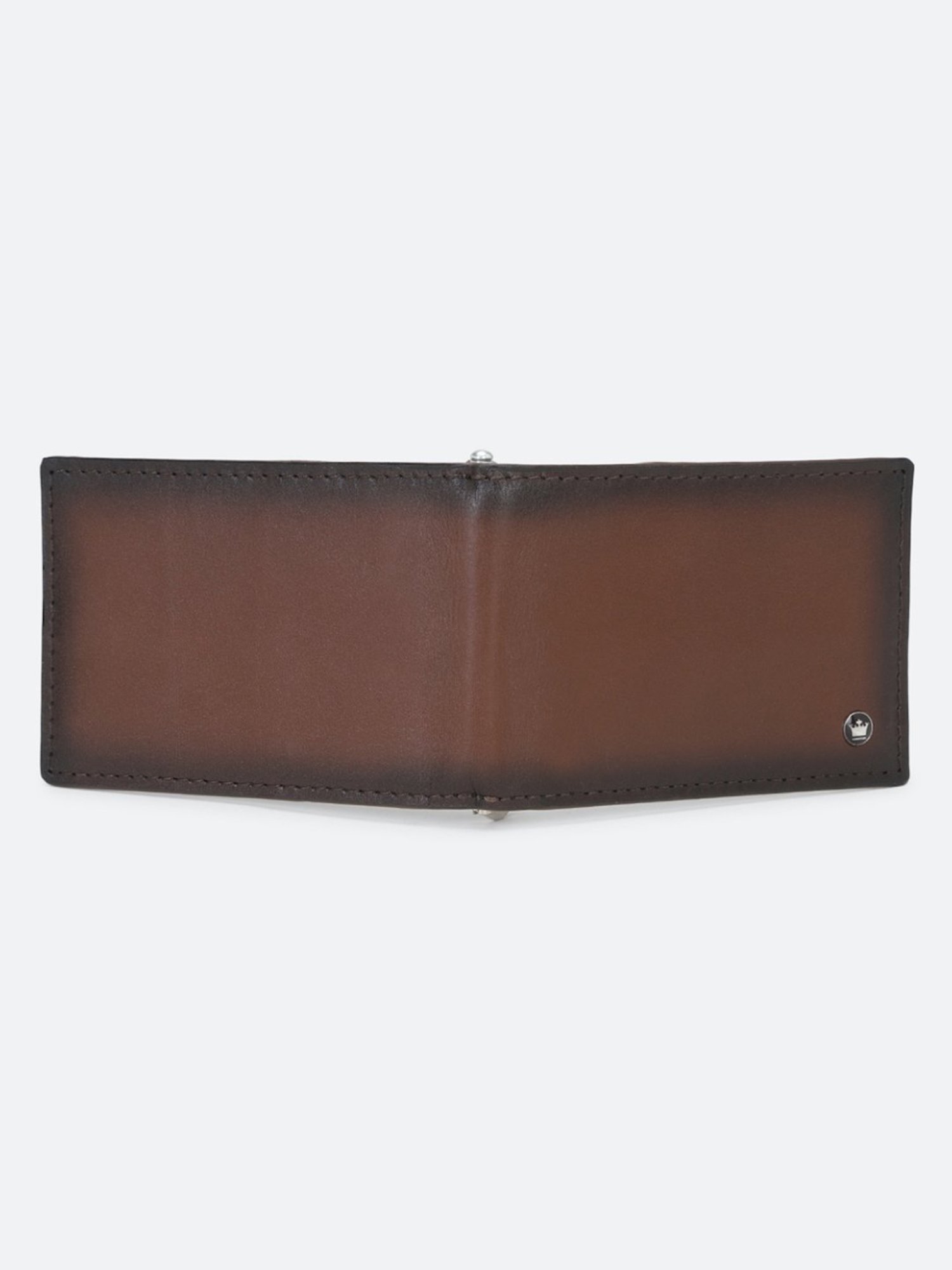 Louis Philippe Brown Leather Solid Money Clip Wallet
