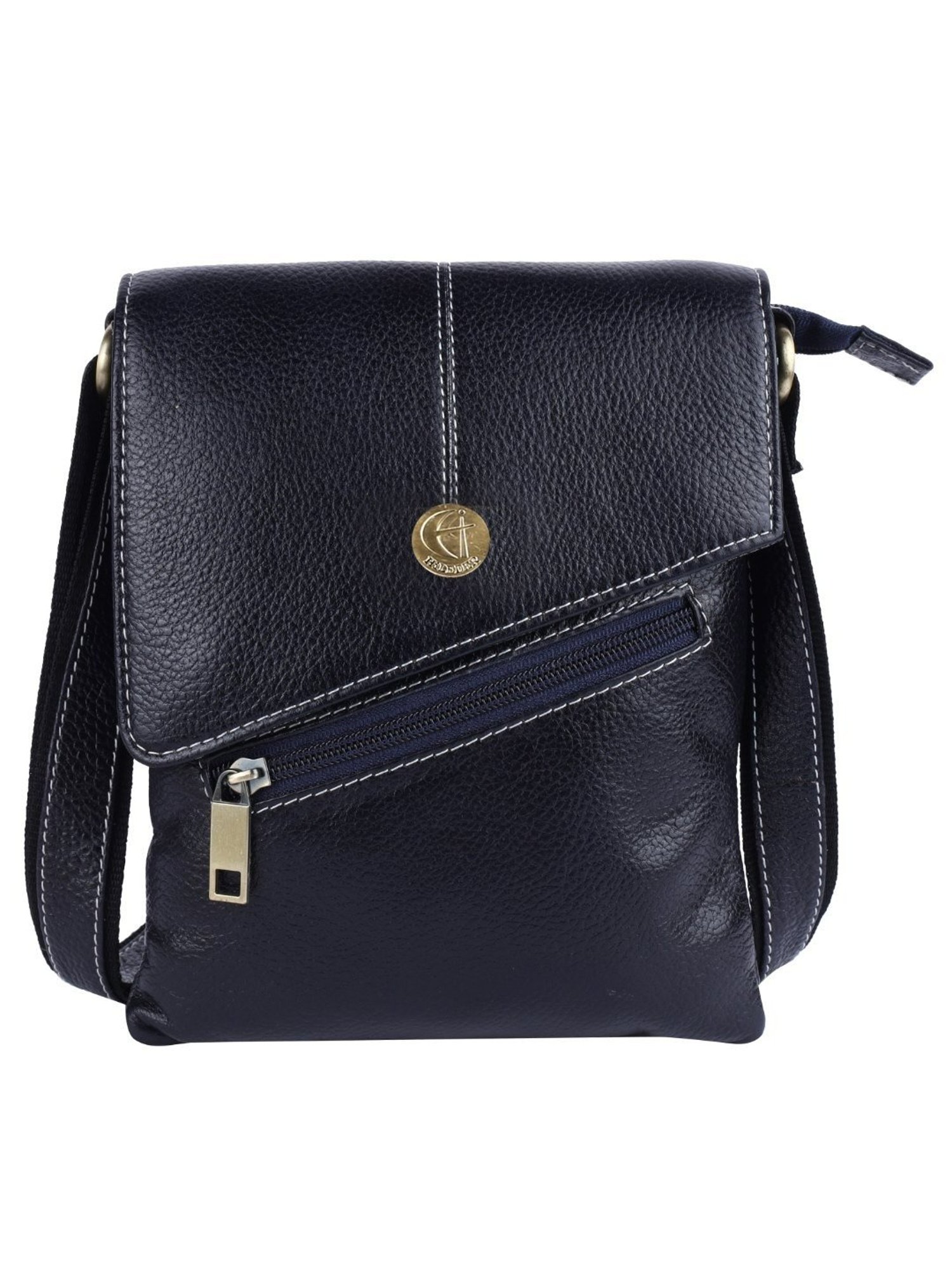 HiLEDER Blue Textured Small Leather 8 inch Cross Body Bag