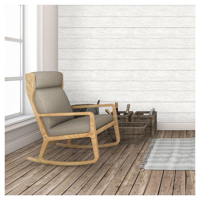 Devine Color Textured Shiplap Peel & Stick Wallpaper White