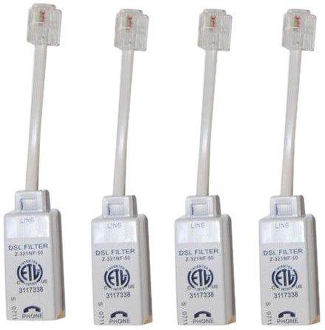 Actiontec Universally Compatible Inline DSL Phone Filters - 4 Pack (FLTR4DSL02),White