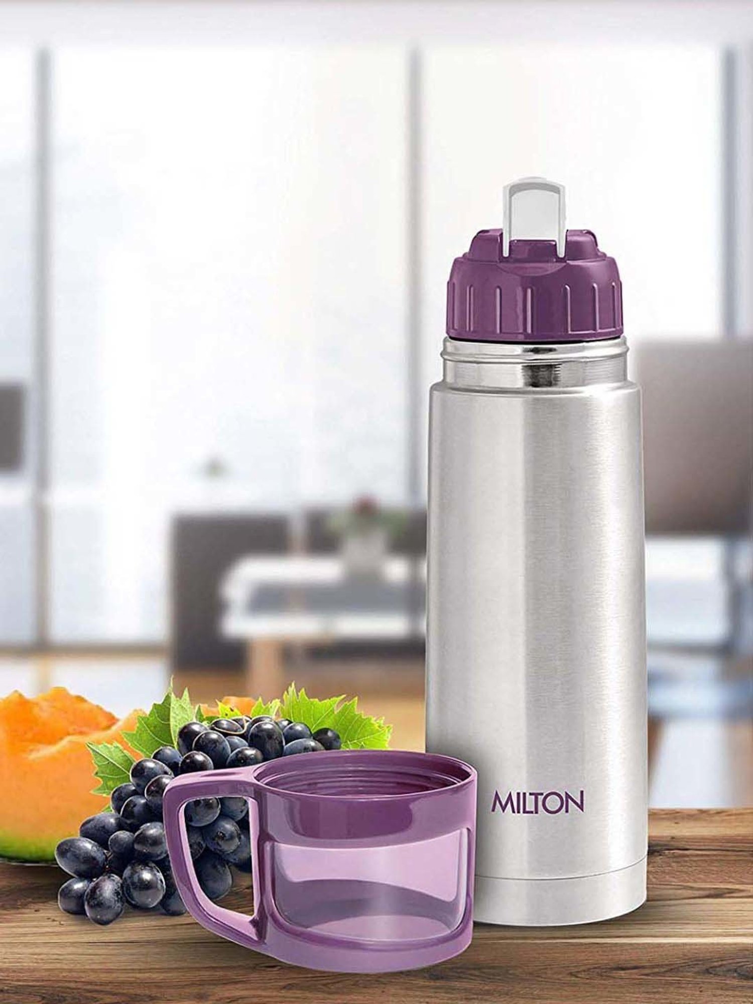 Milton Purple Stainless Steel Thermosteel Glassy Drinking Cup Lid (0.35 L)