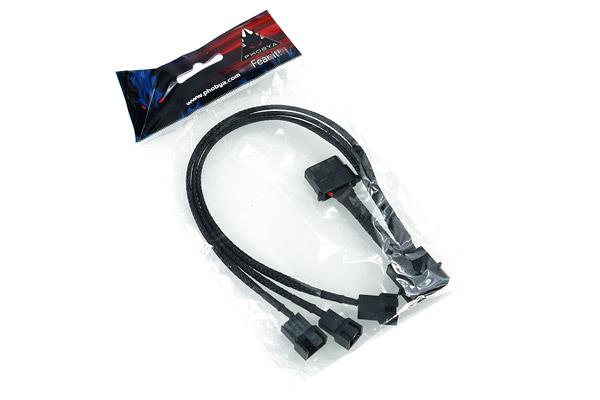 Phobya 4-Pin Molex to 2x 4-Pin PWM and 1x 3-Pin Fan - 30cm | Black (81130)