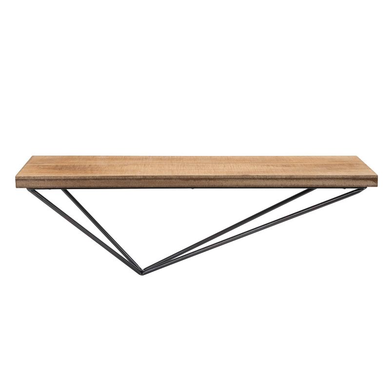 Wall Mount Floating Shelf with Diamond Shaped Iron Bracket Brown - Danya B.
