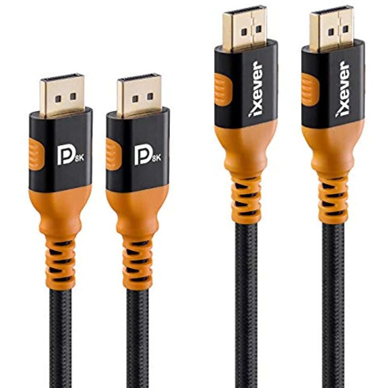 DisplayPort 1.4 Cable 10ft 3m, iXever Nylon Braided 8K DP to DP Cable (8K@60Hz, 4K@144Hz and 1080P@240Hz), HBR3, 32.4Gbps, HDCP 2.2, HDR Support