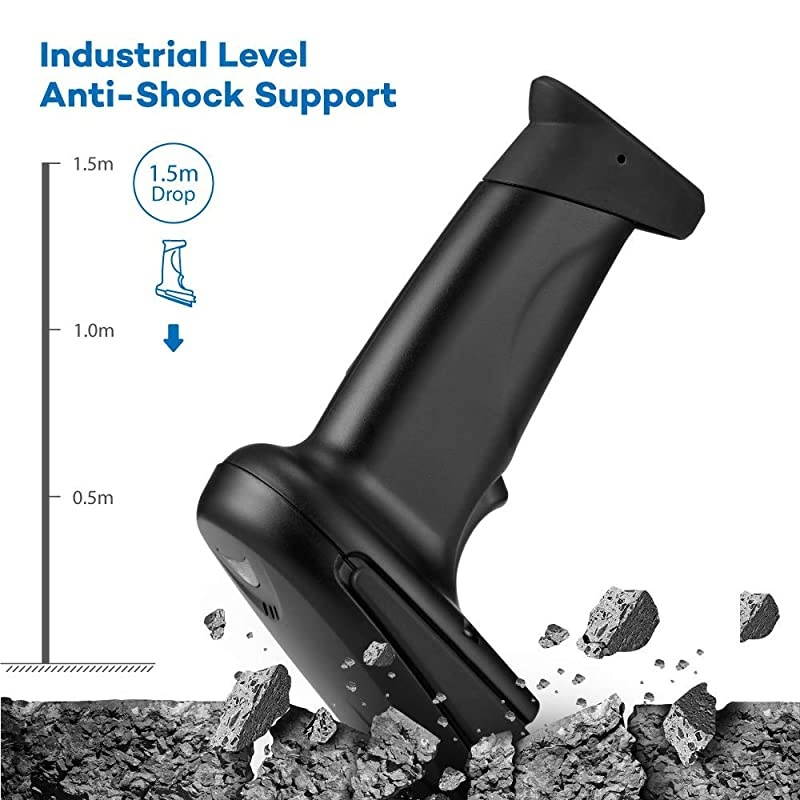 Barcode Scanner 2.4Ghz Wireless and Wired 2 in 1 Handheld Bar Code Scanners USB 1D Automatic Barcode Reader with 32-bit Decoder,for Retail, Inventory Management, Compatible with Common Systems