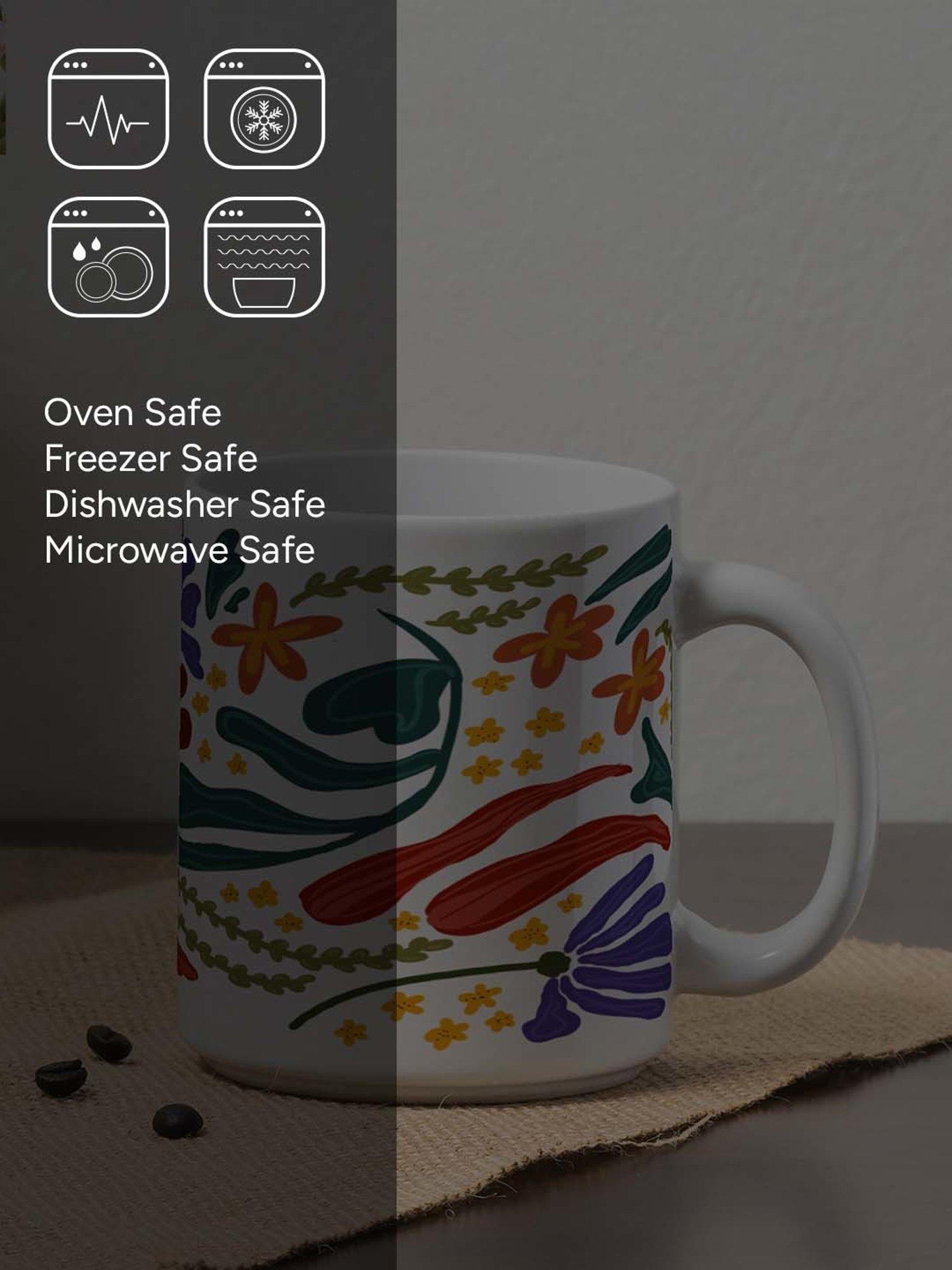 Nestroots White Stoneware Artistic Expression Coffee Mug (0.325 L)