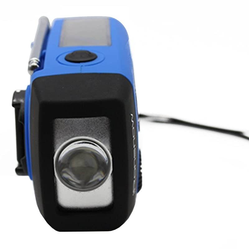 Upgraded Version  IS088+ 1000mAh Solar Hand Crank Radio AMFMNOAAWB Weather Emergency Radio Dynamo LED Flashlight Power Bank for iPhoneAndroid Smart Phone Blue