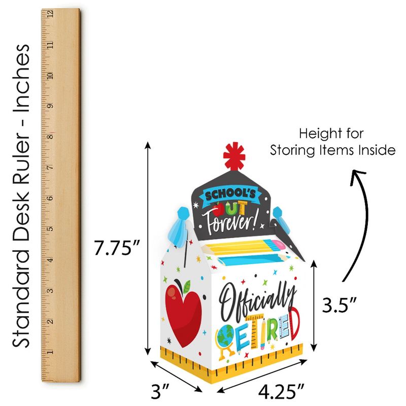 Big Dot of Happiness Teacher Retirement - Treat Box Party Favors - Happy Retirement Party Goodie Gable Boxes - Set of 12