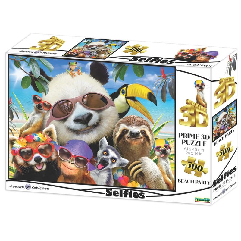 The Zoofy Group LLC Howard Robinson Wild Beach Party Selfie Super 3D 500 Piece Jigsaw Puzzle