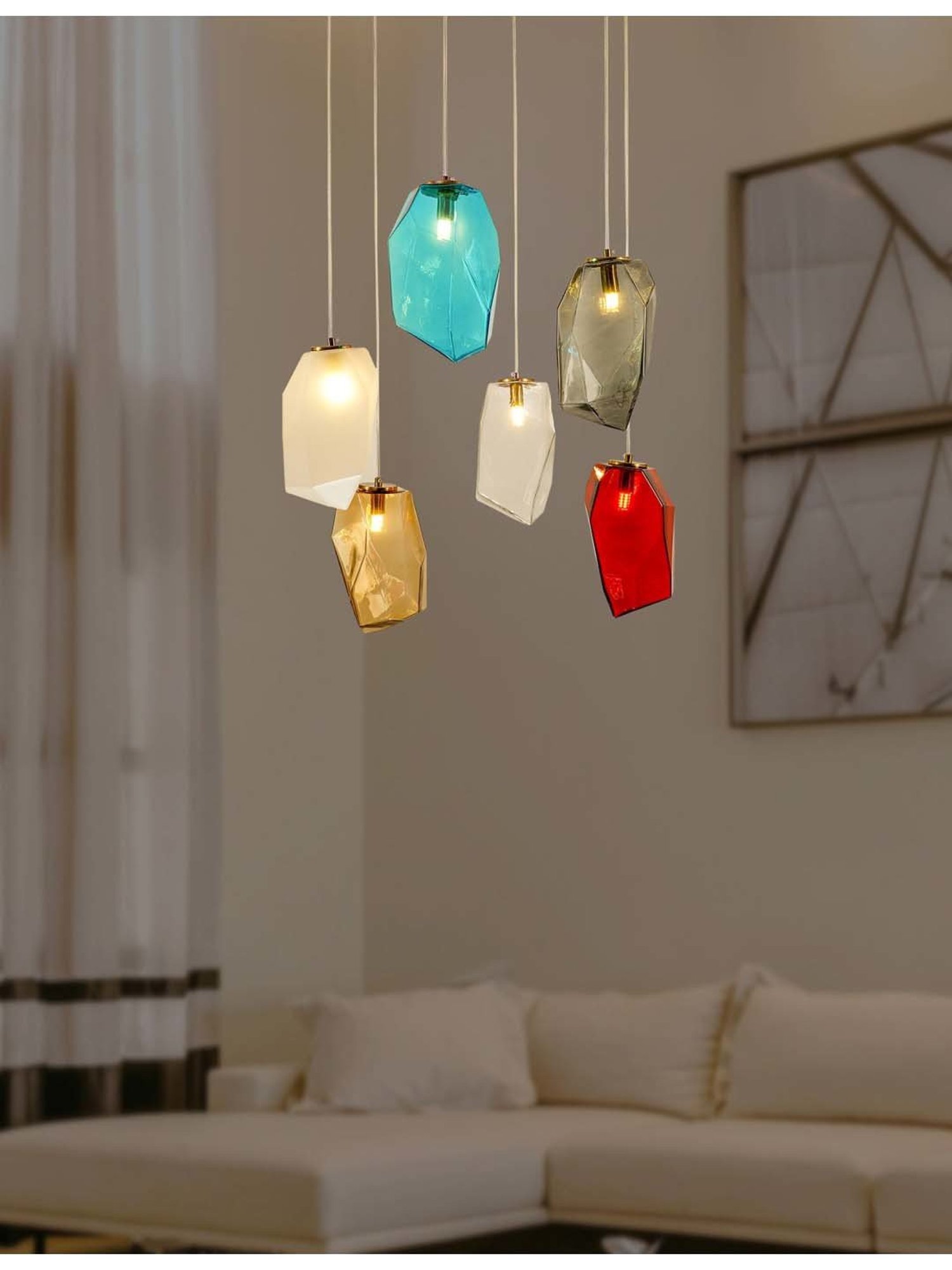 Kapoor E Illuminations 'Vogue Hartwell' Multicolor Glass 6-In-1 Chandelier