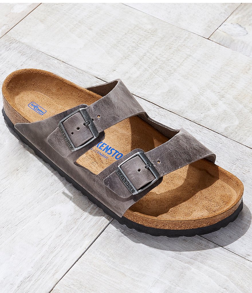Birkenstock Arizona Men's Oiled Leather Soft Footbed Slip On Sandals