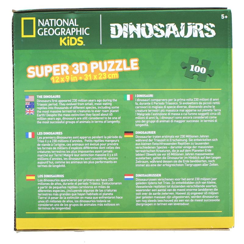 The Zoofy Group LLC National Geographic Kids Tyrannosaurus Rex 100 Piece Super 3D Kids Jigsaw Puzzle