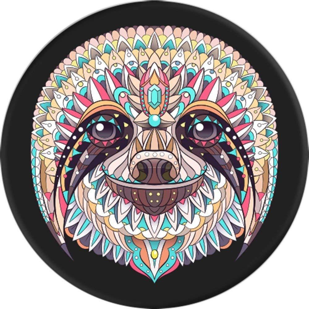 Sassy Southern Charm & Grace Cute & Unique Boho Art | Tan Coral & Teal Sloth on Black for Wireless Phone CUAI PopSockets Stand for Smartphones and Tablets